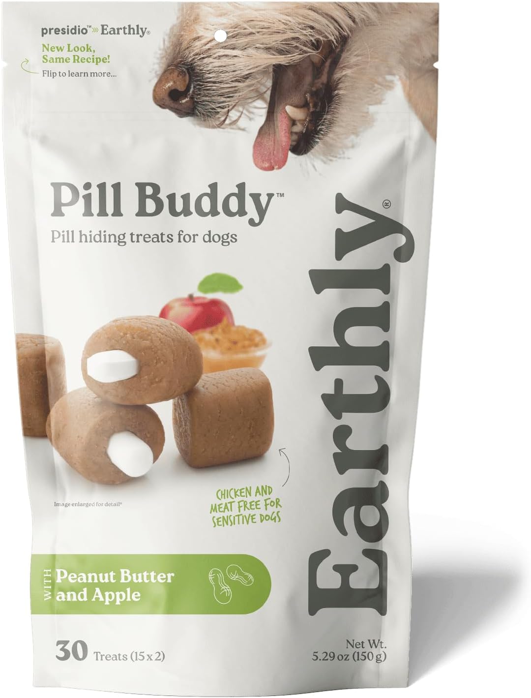 Presidio Earthly Pill Buddy Naturals - PB & Banana Recipe Pill Hiding Treats for Dogs - Make A Perfect Pill Concealing Pocket Or Pouch for Any Size Medication - 30 Servings