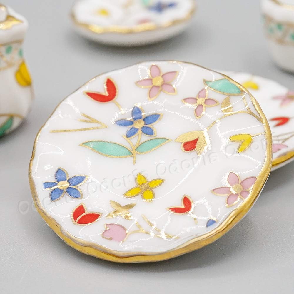 Odoria 1/12 Miniature Porcelain Tea Set 15Pcs Dollhouse Decoration Accessories, Grapes