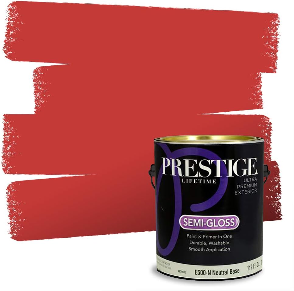 PRESTIGE Paints Exterior Paint and Primer In One, 1-Gallon, Satin, Comparable Match of Sherwin Williams* Real Red*