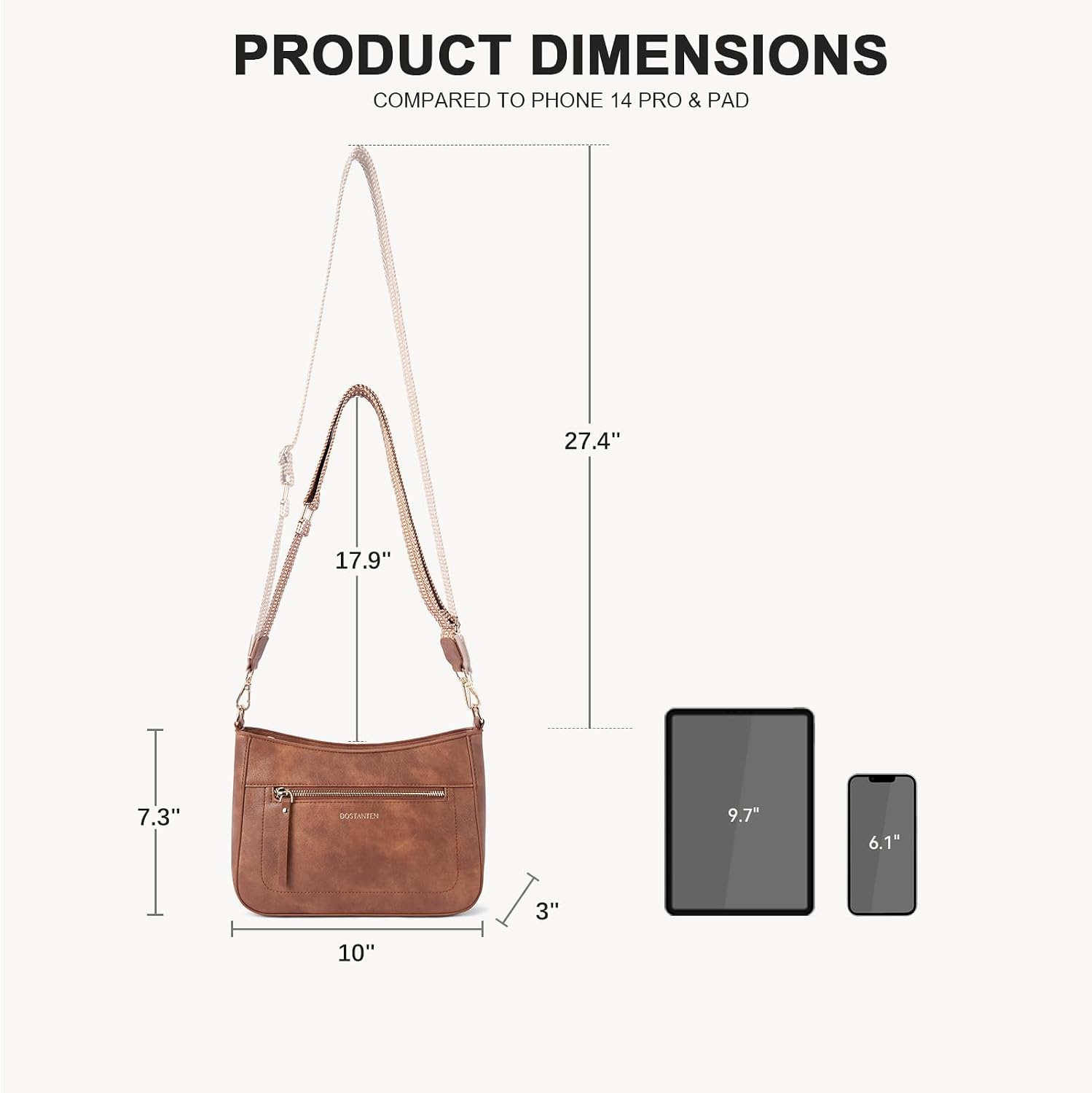 BOSTANTEN Crossbody Purses for Women Medium Shoulder Bag Quilted Handbags with Zipper Pocket
