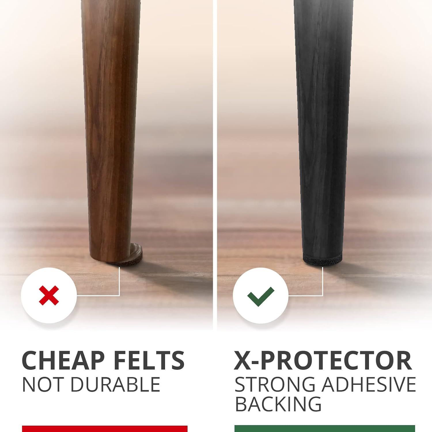 Felt Furniture Pads X-PROTECTOR 133 PCS Premium Furniture Pads - Felt Pads | Furniture Feet Wood Floor Protectors - Protect Your Hardwood & Laminate Flooring! Brown and Beige