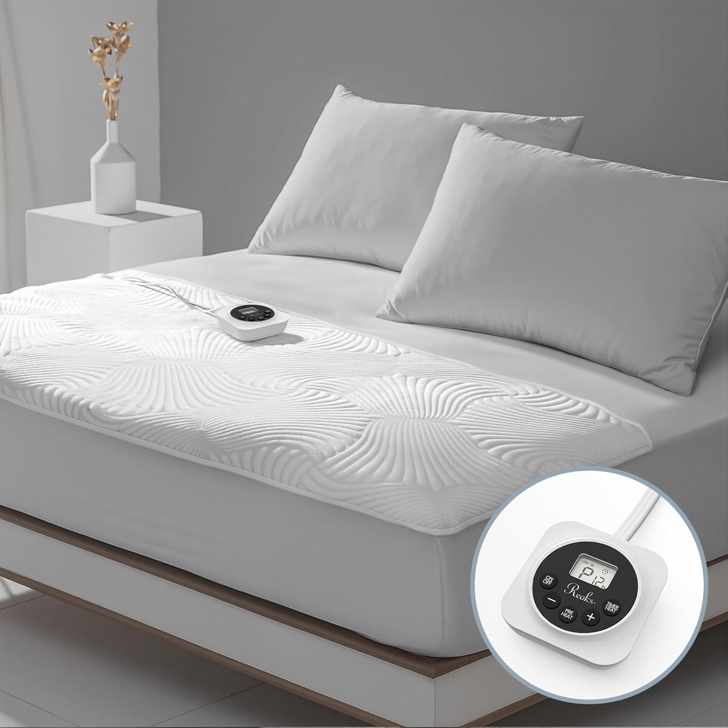 Heated Mattress Pad King, 3D Air Fabric, Preheat & Memory for Cold Winter