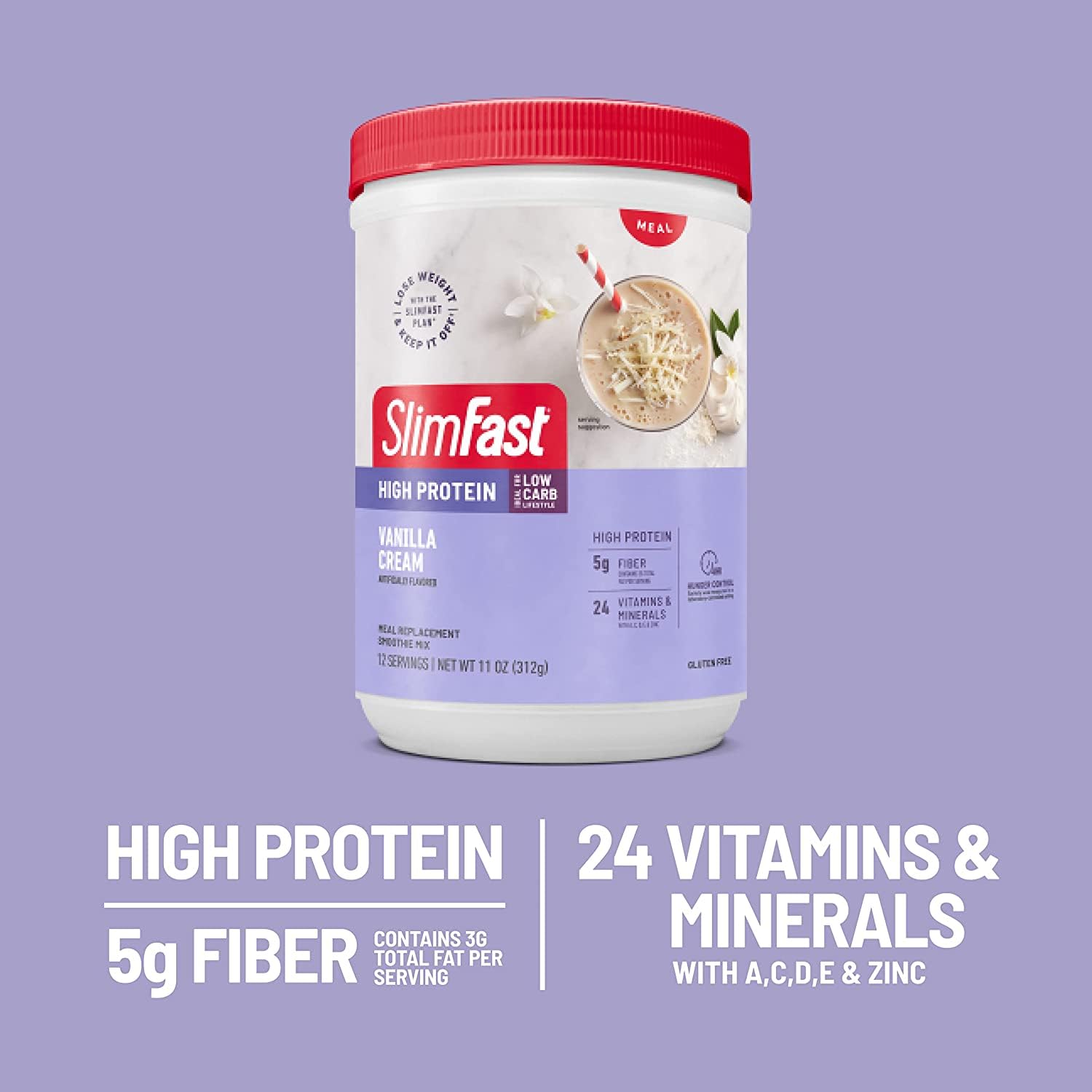 SlimFast High Protein Meal Replacement Shake Powder, 12 Servings (Pack of 2), Advanced Nutrition Smoothie Mix, Digestive Support, Gluten Free, Creamy Chocolate, 20g of Protein (Packaging May Vary)