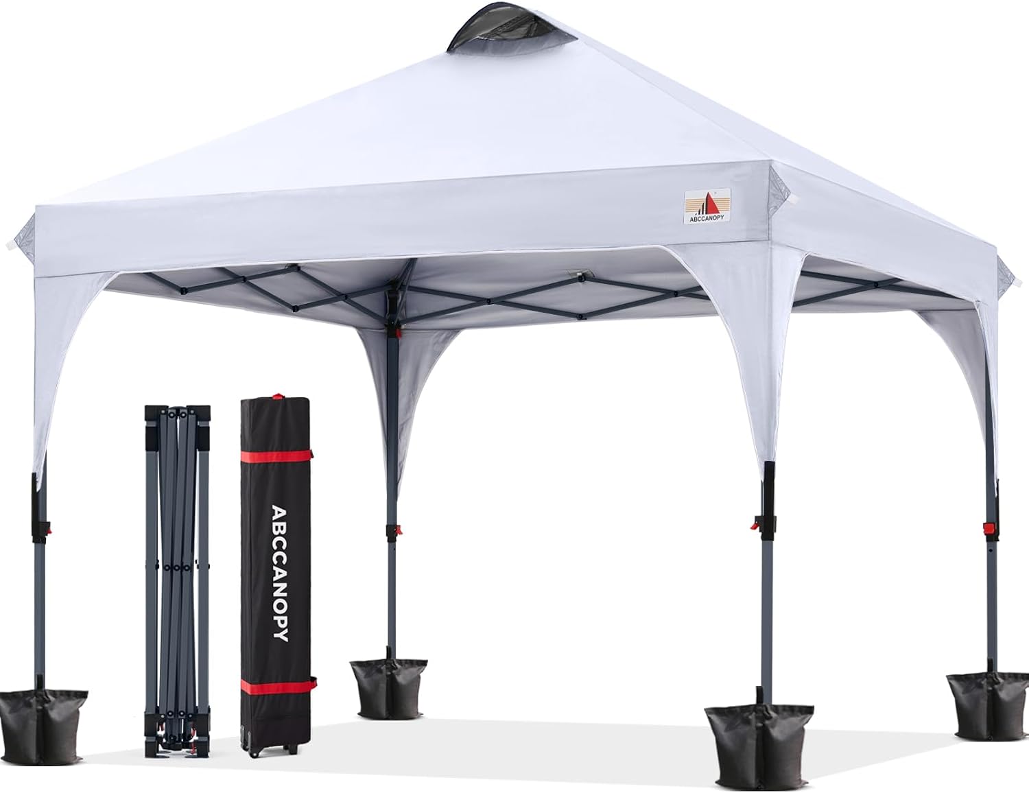 ABCCANOPY Outdoor Pop up Canopy Tent, 10x10 Instant Portable Canopy for Camping, Beach, Backyard,Gray | Water resistant & UV protection canopy, easy setup, with carry bag, ideal for camping, beach, backyard, market events