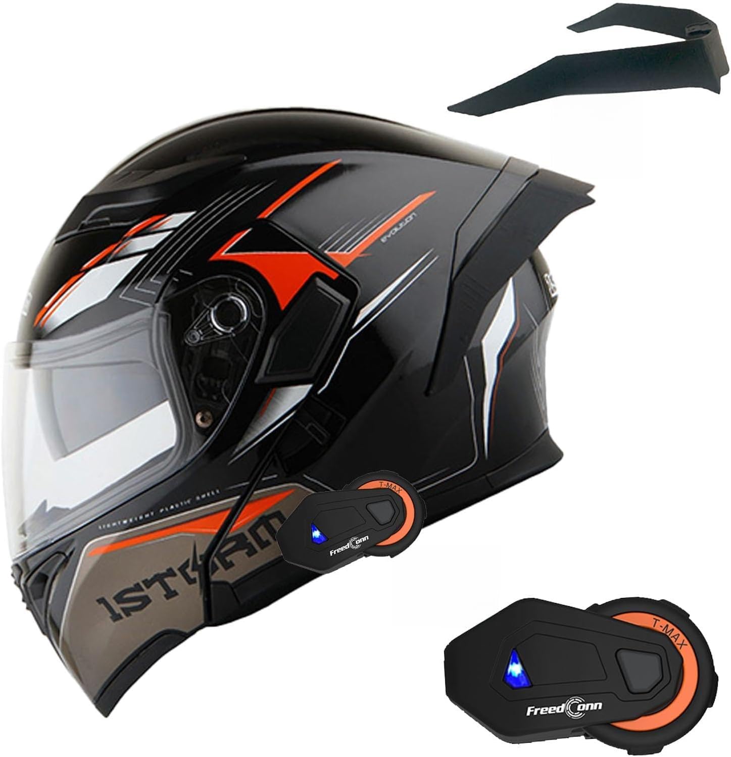 1Storm Motorcycle Modular Full Face Helmet Flip up Dual Visor Sun Shield: HB89