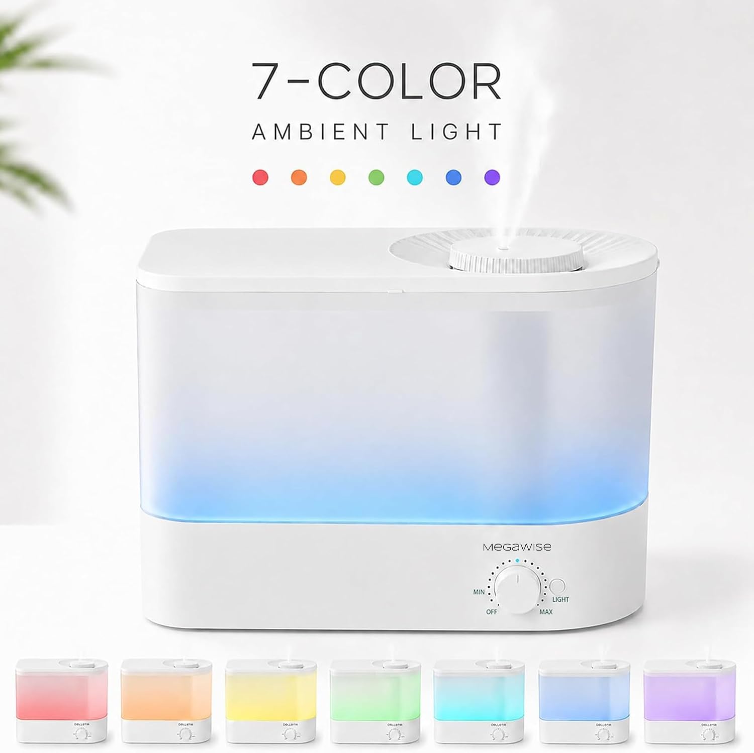 MEGAWISE 1.5L Cool Mist Humidifier for Bedroom, 25dB Quiet