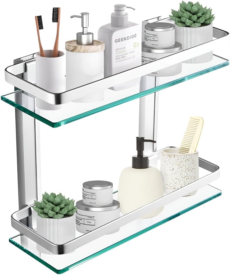 Comfecto 2-Tier Bathroom Glass Shelves