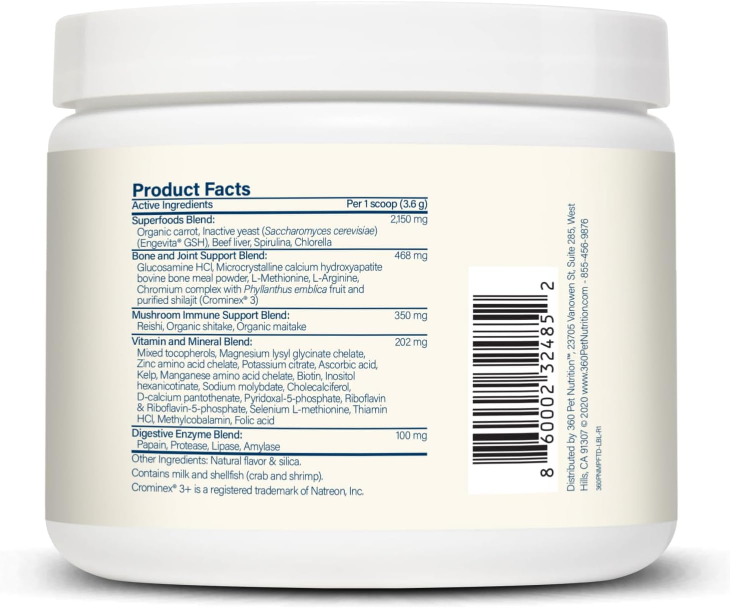 360 Pet Nutrition Canine Superfood Boost – All Life Stage Dog Meal Topper & Supplement, Supports Joint, Digestive & Immune Health, 30 Servings