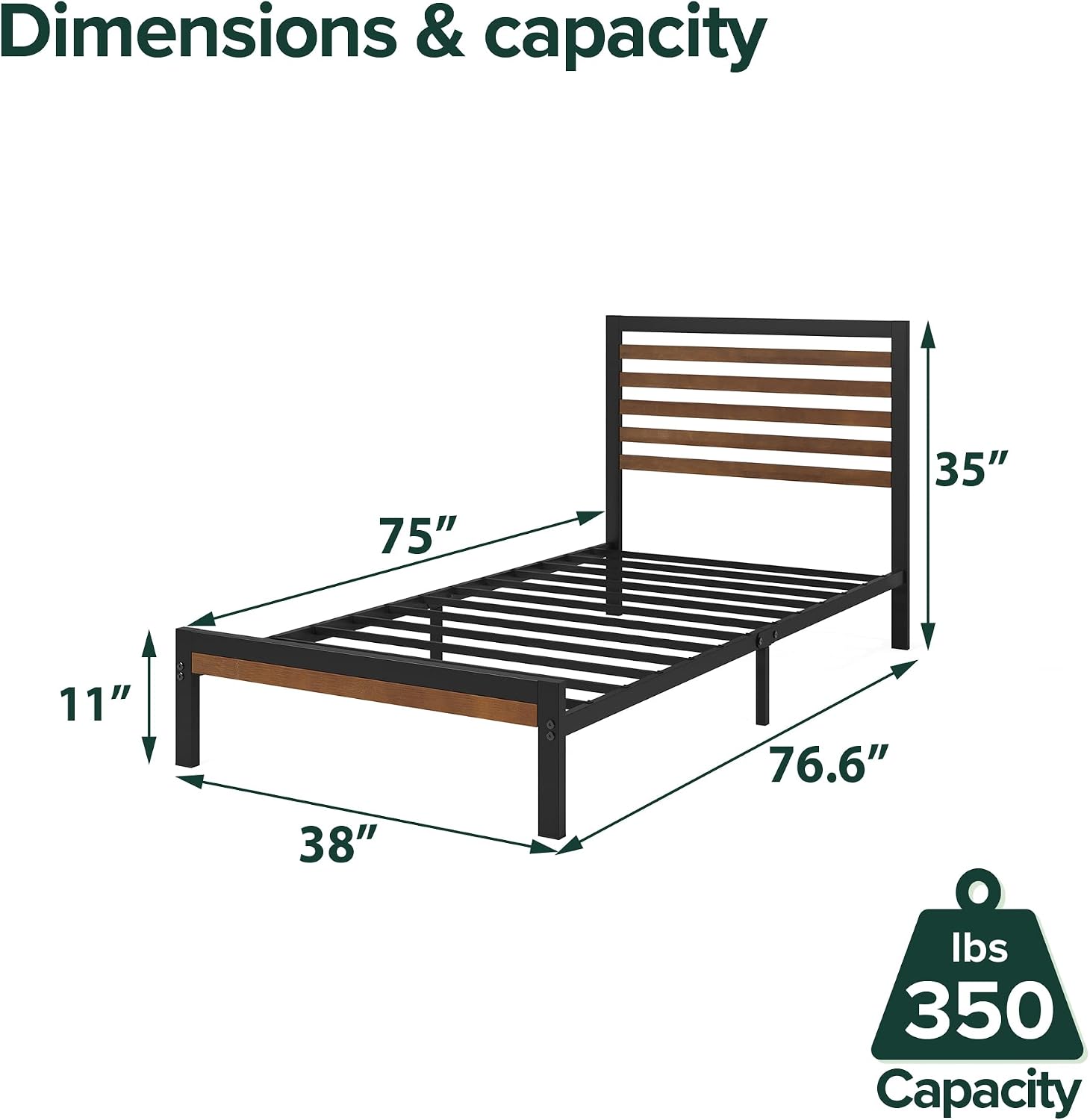 Zinus Kai Platform Bed Frame, RGB LED Lights, No Box Spring Needed, Full | Two-Tier Headboard for Space-Saving Storage, Built-in USB Charging Station, Soft Ambient Night Light