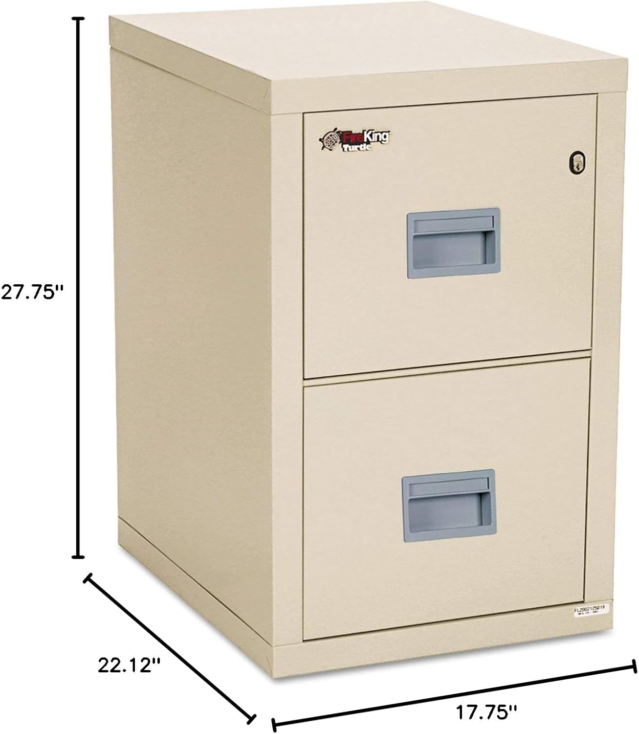 FireKing Turtle Vertical 2 Drawer Fire Rated File Cabinet, Black | 1 Hour Fire Rated Filing Cabinet - UL Class 350 - Water Resistant - Key Lock - Made in USA