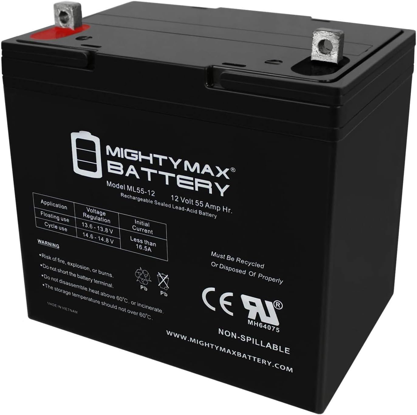 Mighty Max Battery 12V 55Ah Battery Replacement for Pride Jazzy Elite HD - 2 Pack Brand Product