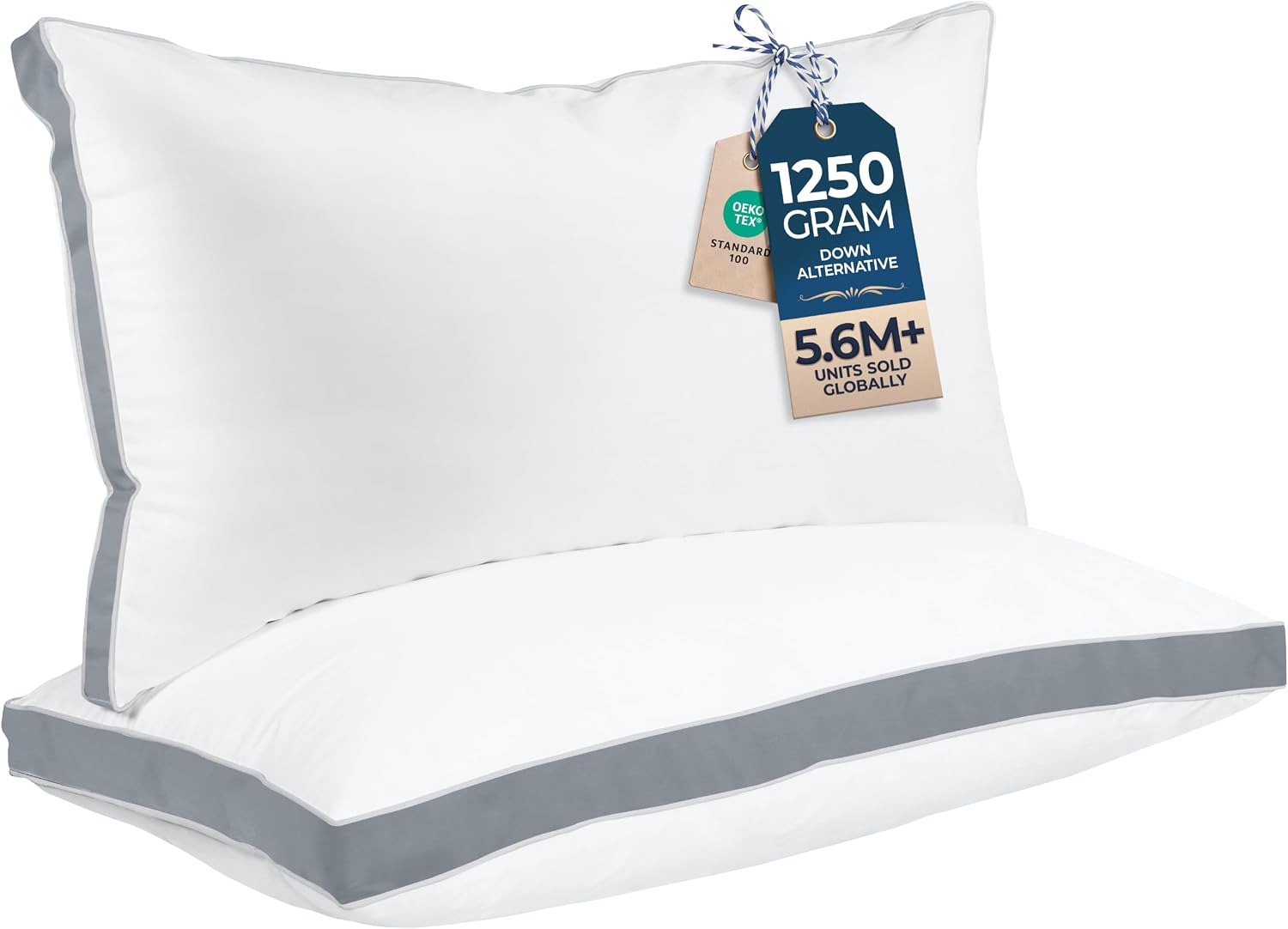 Utopia Bedding Gusset Bed Pillow, Hotel Pillows King Size Set of 2, White