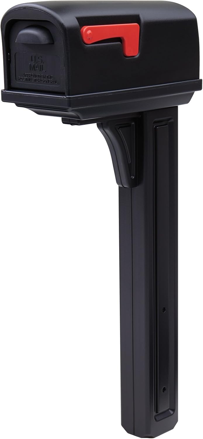 Gibraltar Mailboxes Classic Medium Capacity Double-Walled Plastic Mocha, All-In-One Mailbox & Post Combo Kit, GCL10000M,large