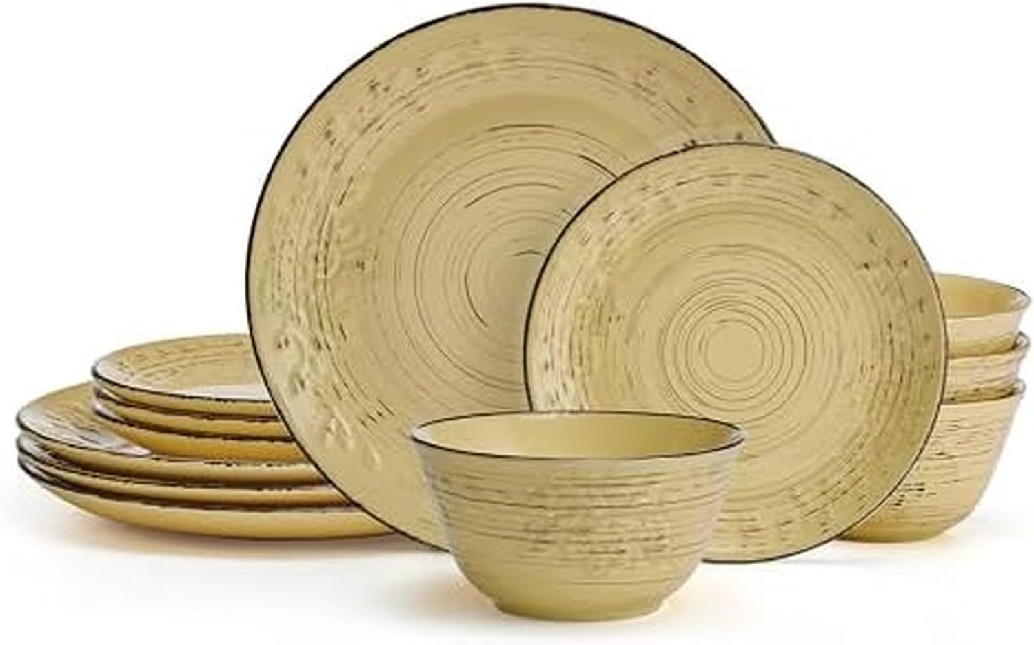 Pfaltzgraff Trellis White 16-Piece Stoneware Dinnerware Set, Service for 4, Distressed White Finish, Microwave & Dishwasher Safe Plates and Bowls