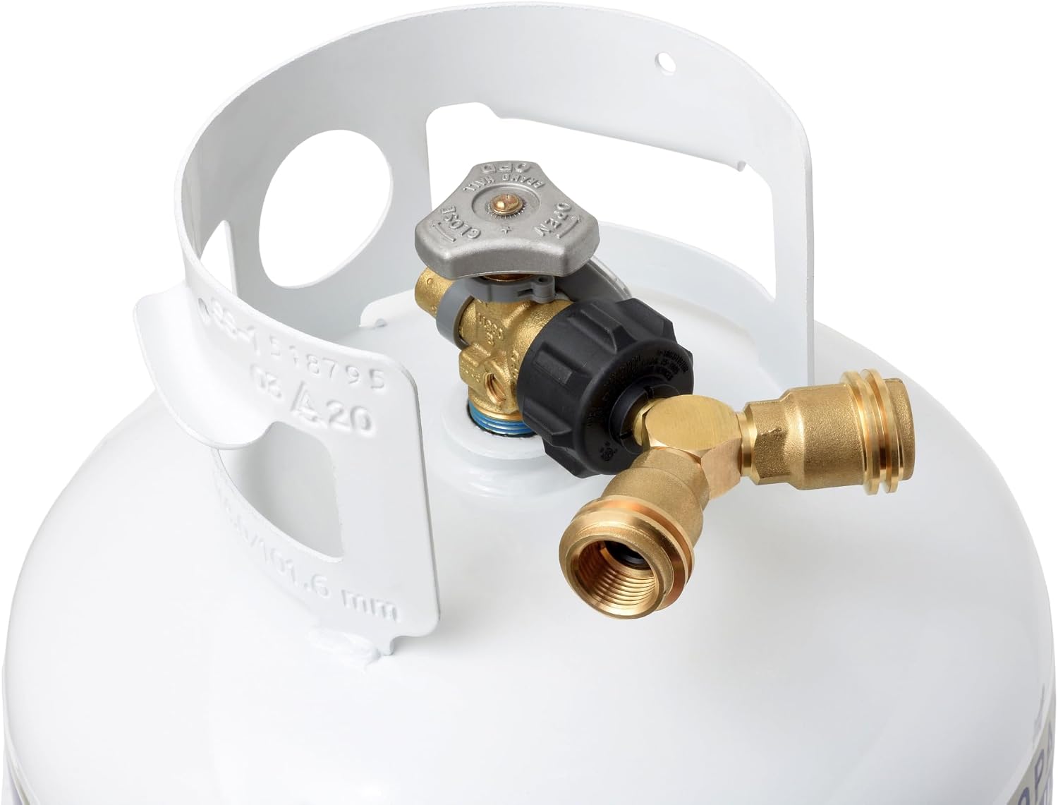 Flame King Propane Tank Y Splitter Adapter with Valves, 2-Way LP Gas Connector for 20lb Propane Tank Cylinders, Works with BBQ Grills, Camping Stoves