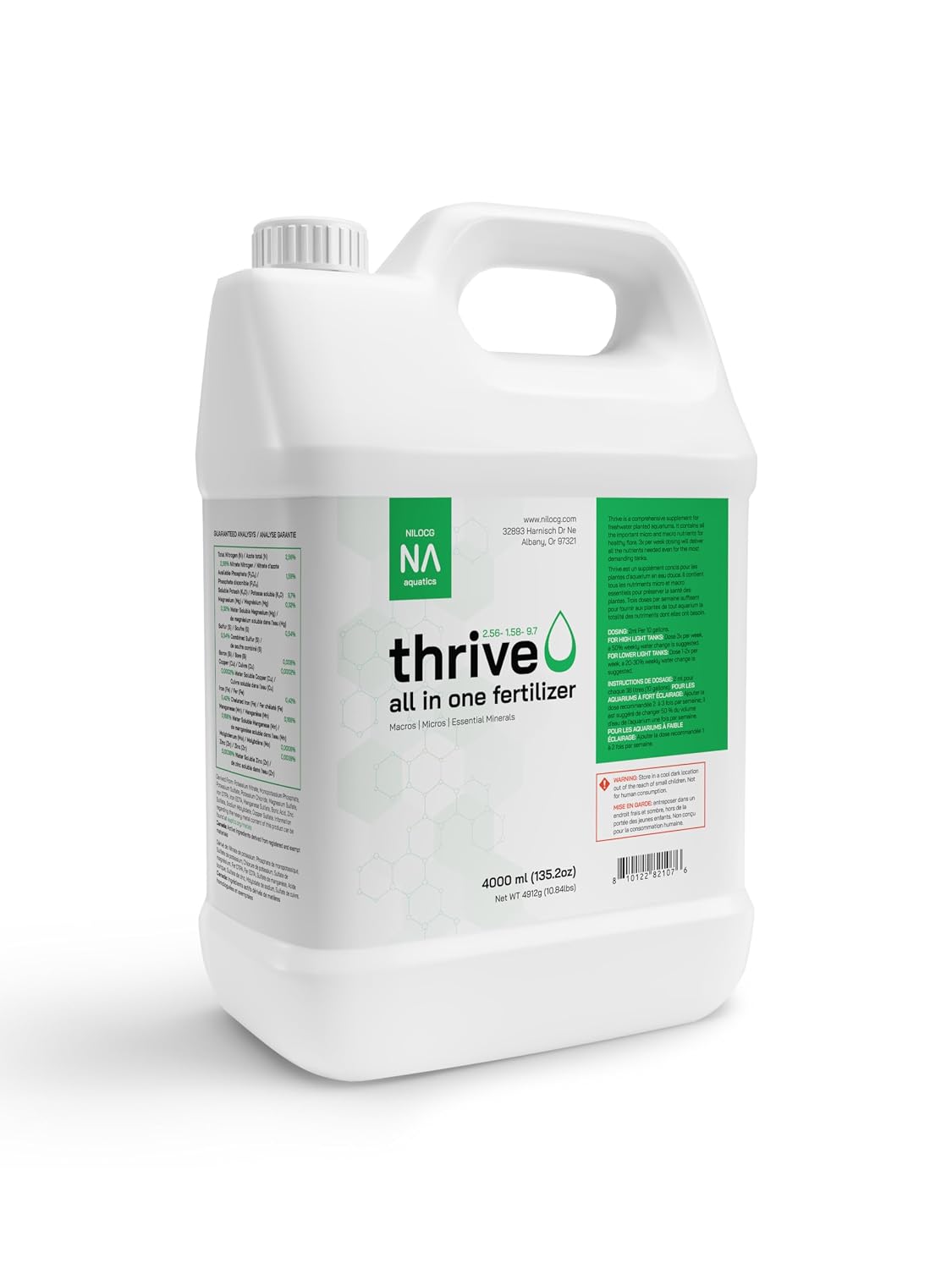 Thrive Planted Aquarium Fertilizer -All in One Planted Tank Liquid Fertilizers - Micro & Macro Nutrient Rich Food for Aquatic Plants - Highly Concentrated for 2500 Gallons of Water - Handy Pump Bottle