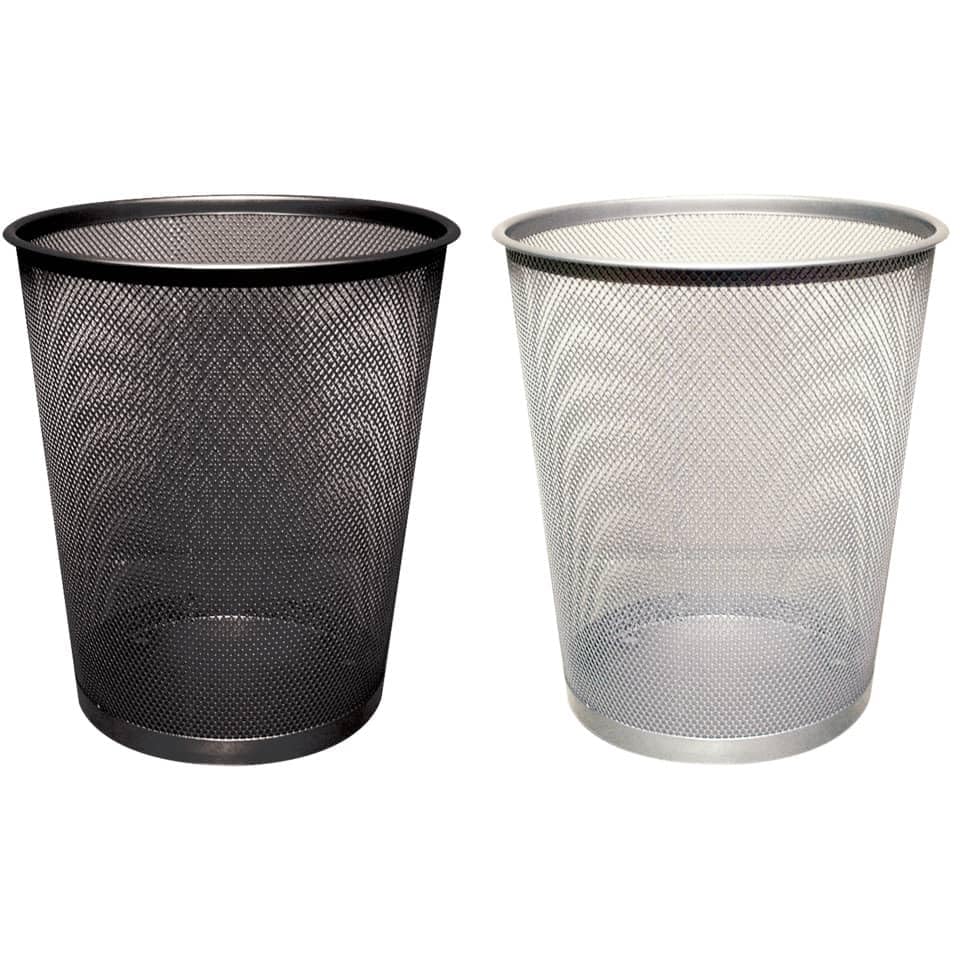 Q-Connect KF00871 Waste Paper Bin Metal Black Round 19 litres