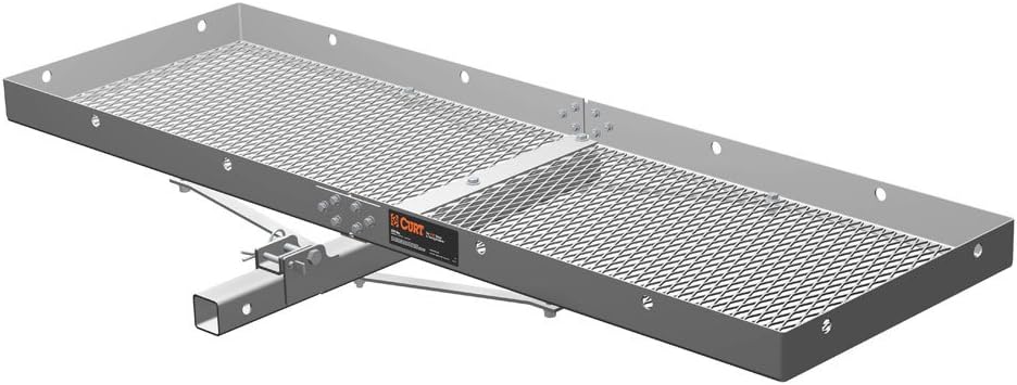 CURT 18100 Tray-Style Trailer Hitch Cargo Carrier, 500 lbs. Capacity, 60-Inch x 19-Inch, Fits 2-Inch Receiver
