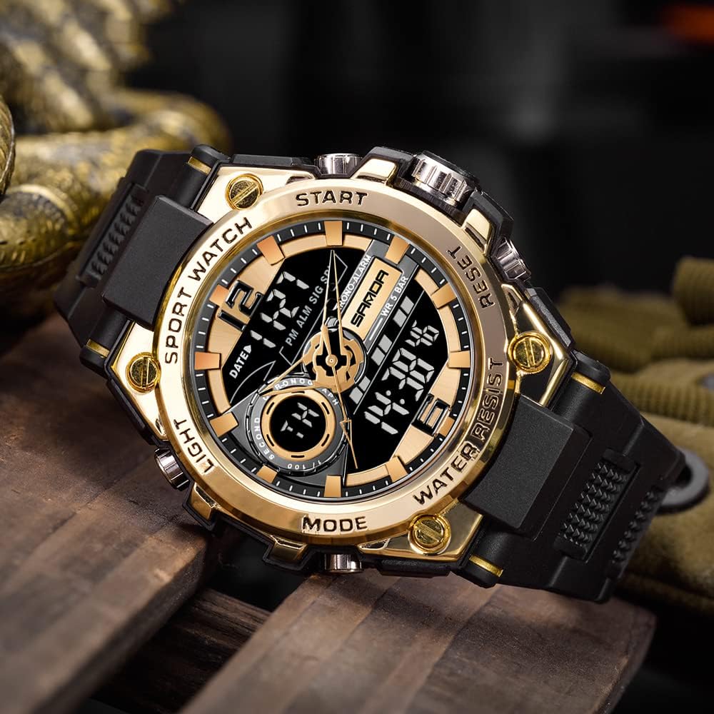 KXAITO Men's Watches Sports Outdoor Waterproof Military Watch Date Multi Function Tactics LED Alarm Stopwatch