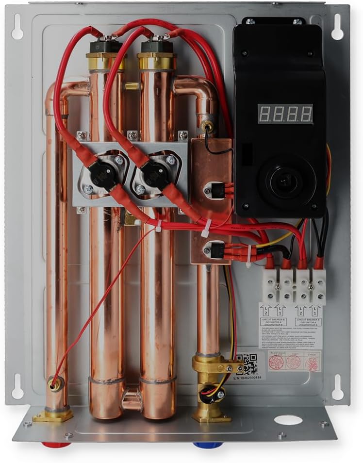 EcoSmart ECO 18 Electric Tankless Water Heater, 18 KW at 240 Volts with Patented Self Modulating Technology , 17 x 14 x 3.5, White