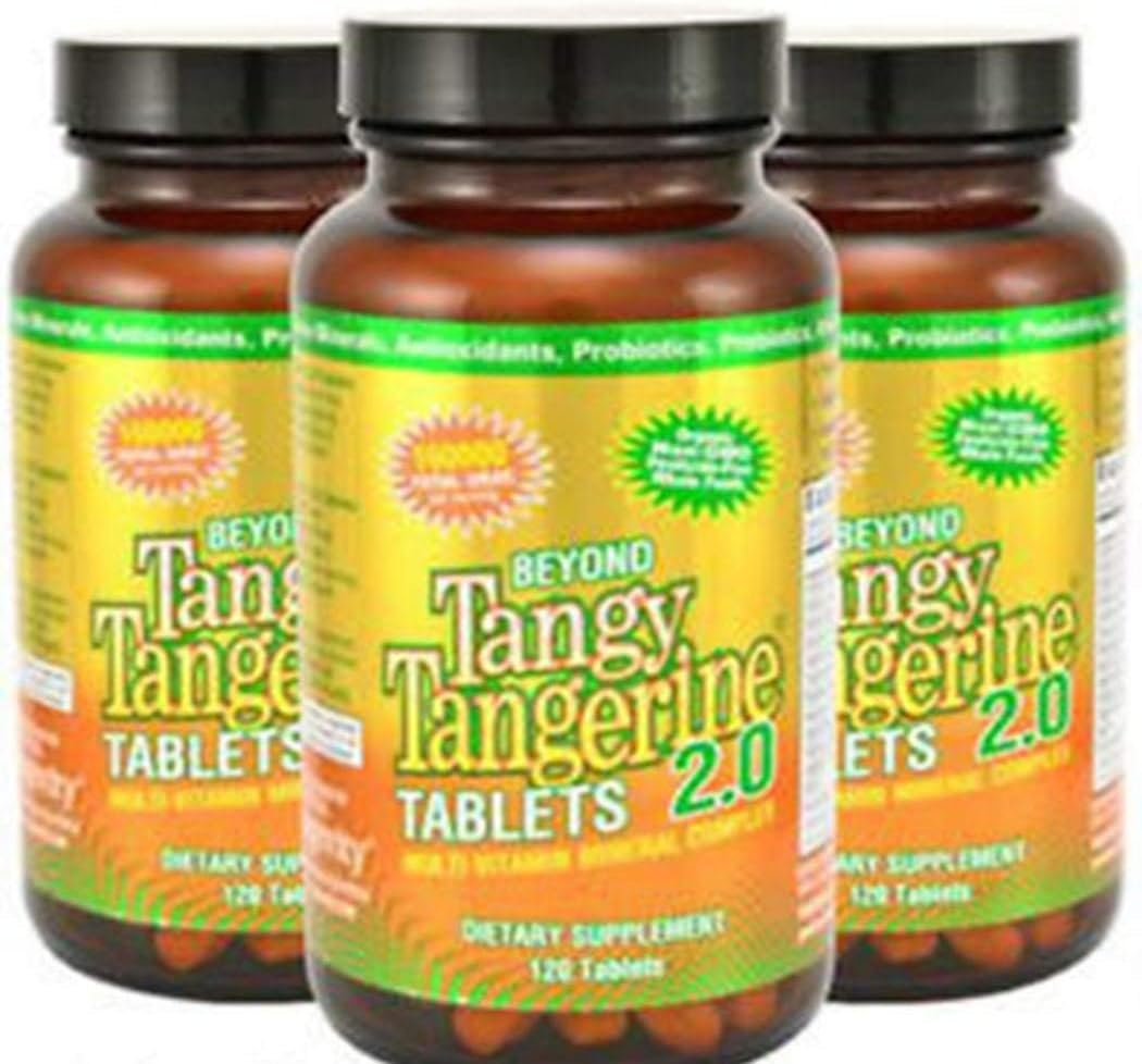 Youngevity Beyond Tangy Tangerine 2.0 Multivitamin Mineral Tablets, 2-Pack | 240 tablets, 60 servings, prebiotics, probiotics, amino acids, enzymes, sugar-free, gluten-free, 160,000 ORAC, travel-ready