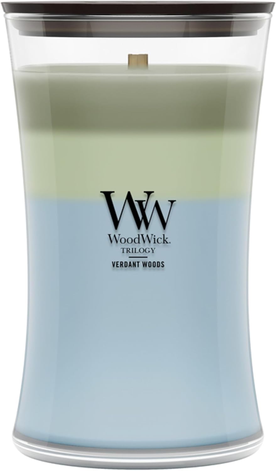 WoodWick Café Sweets Trilogy Holiday Candle Gifts for Women and Men, 9.7 oz Medium Hourglass Trilogy Candle with Crackling Wick