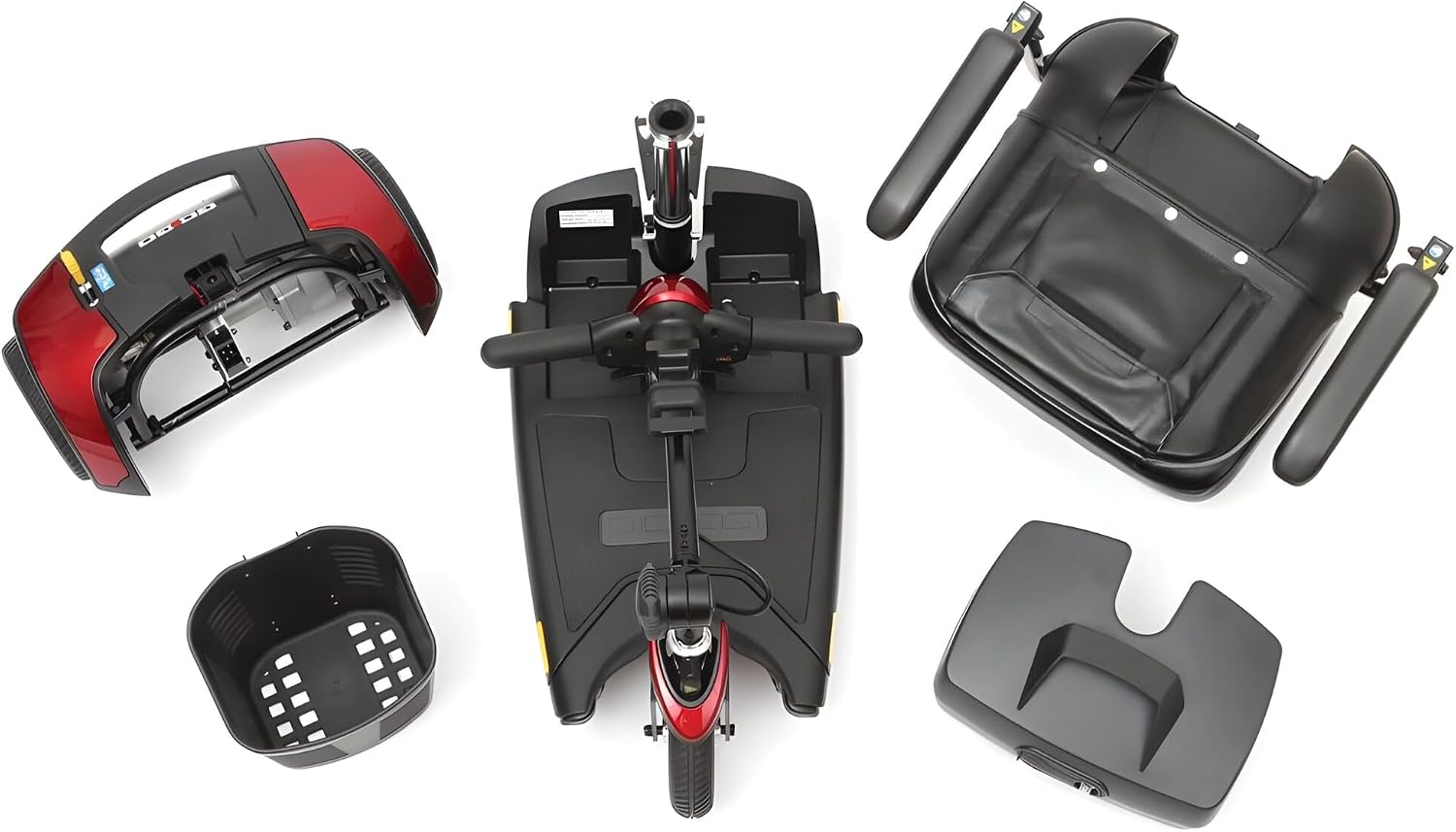 Pride Mobility Go Go Elite Traveller 3-wheel Scooter - Travel Mobility for Adults, 12 Ah Battery, 300 Lbs Weight Capacity, Red, Seat Dimensions - 17" W x 17" D - SC40E