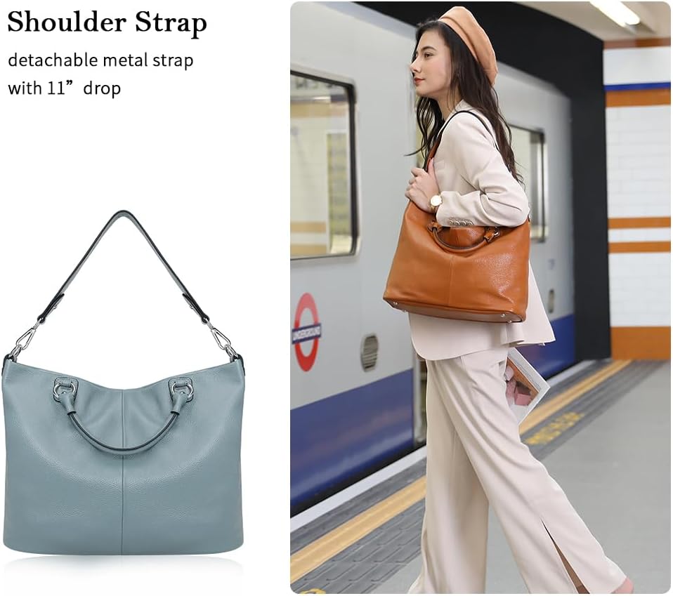 Kattee Genuine Leather Tote Purse for Women, Top Handle Satchel | Soft genuine leather tote with roomy storage and versatile carry for work, shopping, and travel.