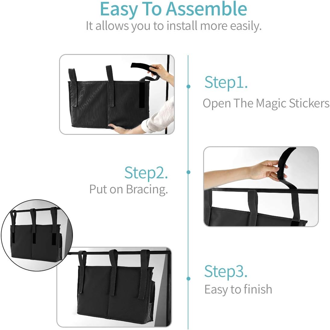 Bseash Bunk Bed Organizer, Bedside Caddy Hanging Bed Organizer Storage Bag 8 Pockets, for College Dorm Rooms Bed, Hospital Bed, Baby Bed Rails