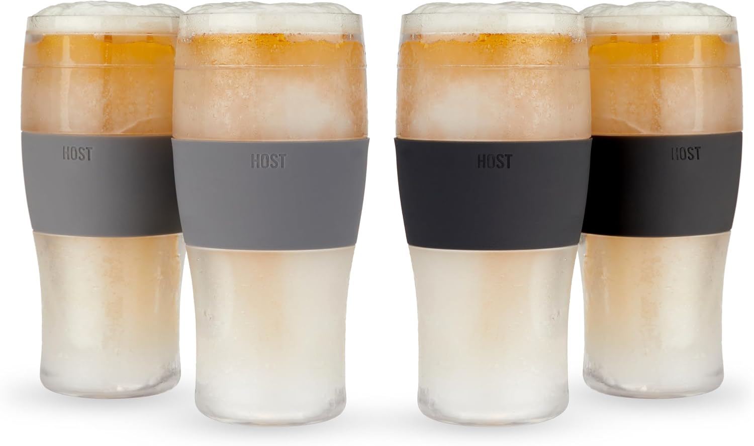 Host FREEZE Beer Glasses, Frozen Beer Mugs, Freezable Pint Glass Set, Insulated Pint Glass to Keep Your Drinks Cold, Double Walled Insulated Glasses