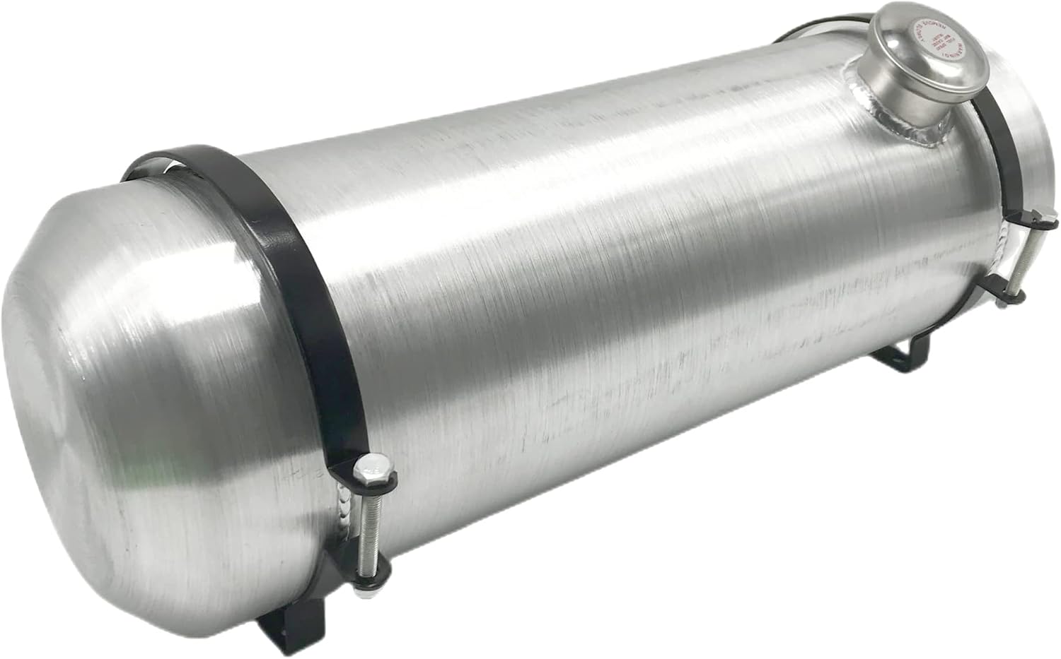 JSD 5 Gallons 8”x24“ Aluminum Spun Round Fuel Gas Tank Cell Fuel Tank with Bracket End Fill 1/4" NPT Outlet