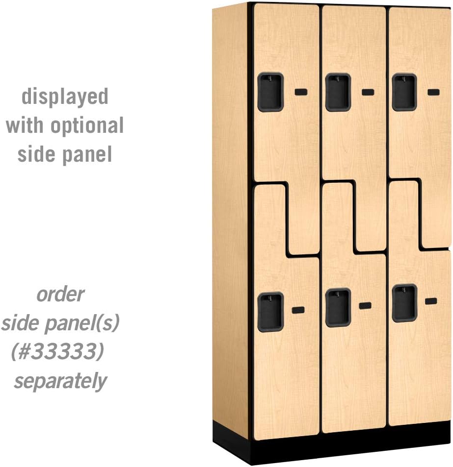 Salsbury Industries 2-Tier S-Style Designer Wood Locker with Three Wide Storage Units, 6-Feet High by 18-Inch Deep, Mahogany