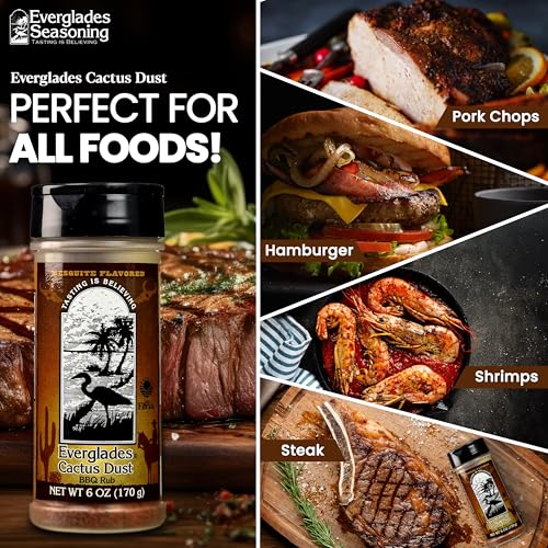 Everglades Cactus Dust BBQ Seasoning - Gluten Free - Mesquite, 6 oz | Southern Cuisine Blend, No Pesticides, Caramelized Crust