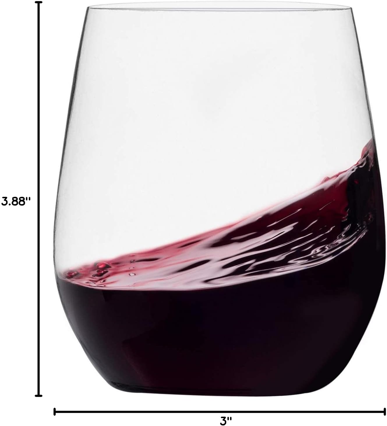 Munfix Disposable Plastic Wine Glasses, Stemless 12 oz Clear Shatterproof Cups, BPA-Free, 48 Pack