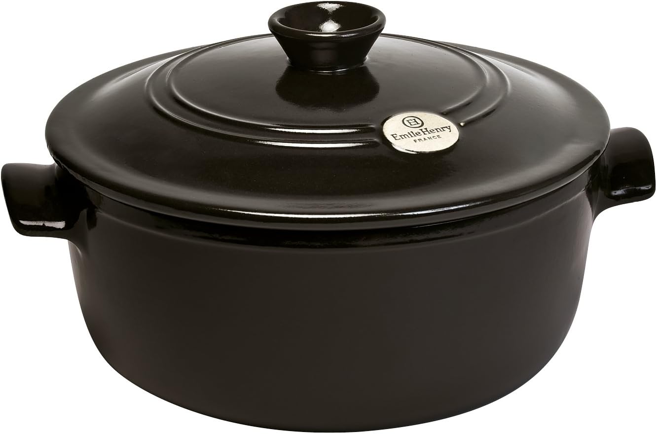 Emile Henry Flame Round Stewpot Dutch Oven, 5.5 Quart, Burgundy
