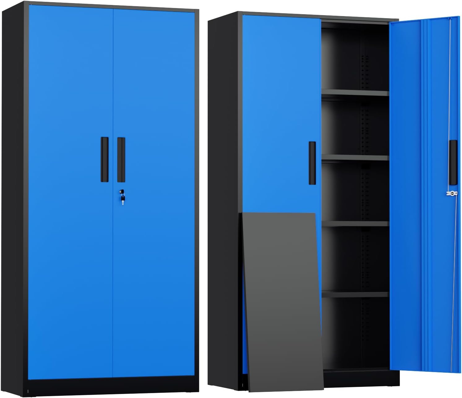 Greenvelly Steel SnapIt Storage Cabinet, 72" Locking Metal Garage Storage Cabinet with 4 Adjustable Shelves, 2 Doors and Lock for File, Office, Garage