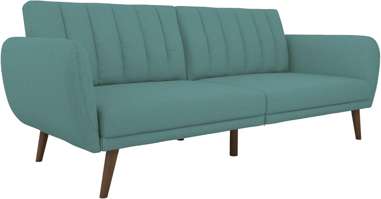 Novogratz Brittany Futon Sofa Bed and Couch Sleeper, Camel Faux Leather