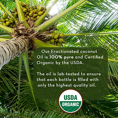 Organic Fractionated Coconut Oil, Carrier Oil with Dropper, 4 fl oz | Palm oil free liquid MCT for diluting essential oils, use on skin, hair, nails