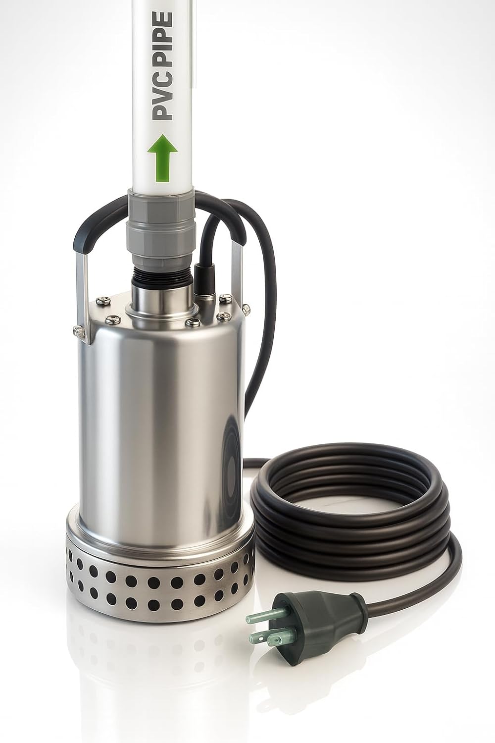 3/4 HP 8.5 Amp Submersible Utility Pump, 4400 GPH High-Flow, 40 ft Head Lift, Stainless Steel Housing