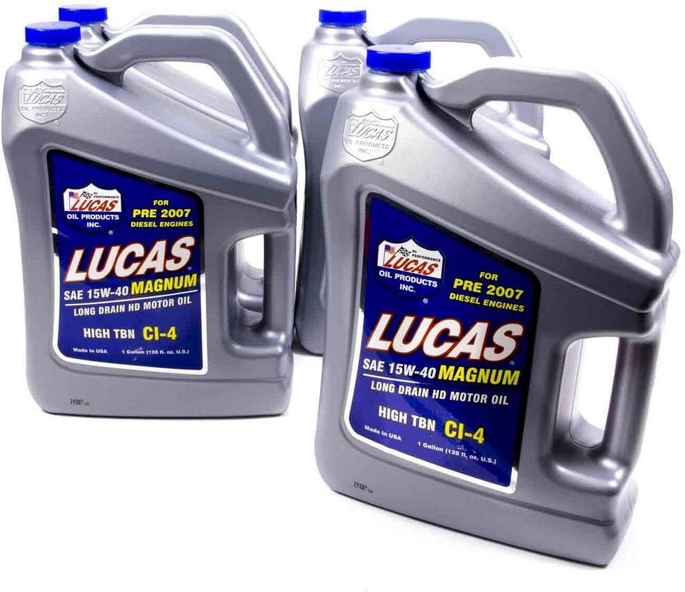 Lucas Oil 10076 SAE 15W-40 API CI-4 Magnum Heavy Duty Motor Oil - 1 Gallon (Pack of 4)