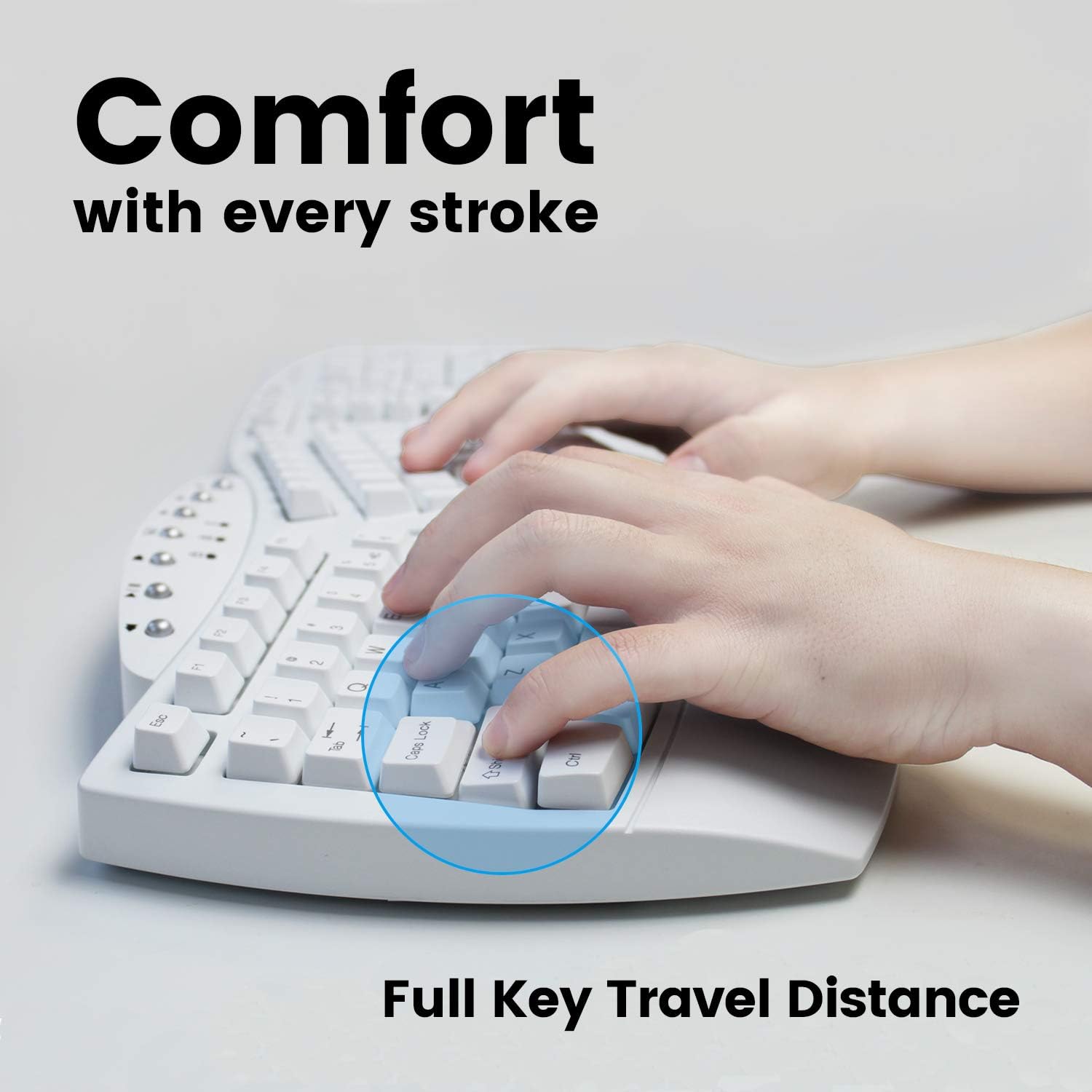 Perixx PERIBOARD-512B Wired Ergonomic Keyboard - Split Keyboard, Wrist Rest, Natural Typing - Wired USB Connectivity - US English - Black