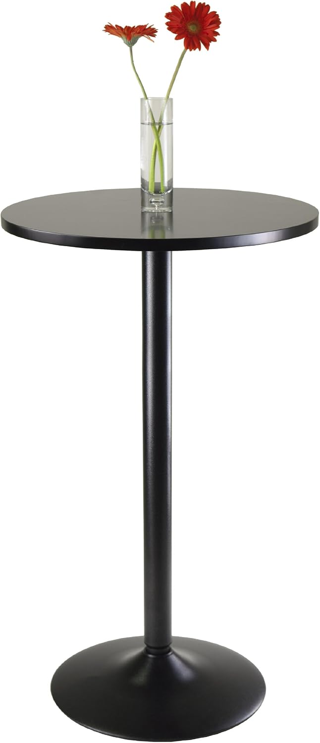 Winsome Obsidion Round Tall Pub Table, Black, 40" | Small High Top Circle Bar Style Cocktail or Bistro Table for Kitchen, Breakfast Nook, Dining Area