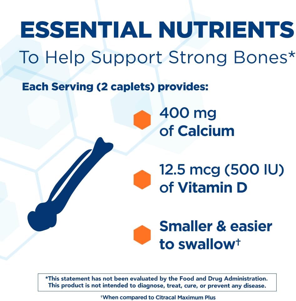 Citracal Petites- Calcium Citrate with Vitamin D3, Bone Health Support, Calcium Supplement for Ages 12+, 375 Count (Packaging May Vary)