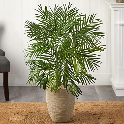 Nearly Natural 4ft. Areca Palm Artificial Tree in Sand Colored Planter