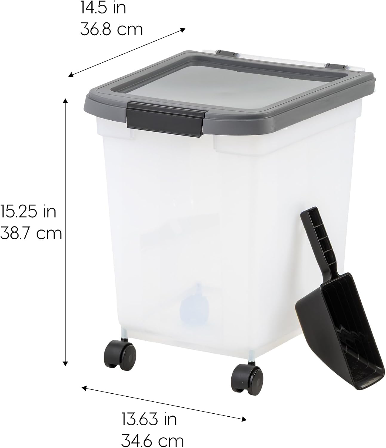 IRIS USA Dog Food Storage Container, Up to 25 lbs, Black, Made in USA | Wheels for Mobility, Airtight Seal, BPA-Free, Best for Bird Seed, Cat food, Cat Litter, Chicken Feed, Pellets