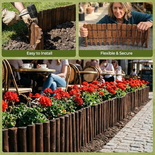 WORTH Wooden Edging for Landscaping, Flexible Garden Lawn Border 8" x 42"