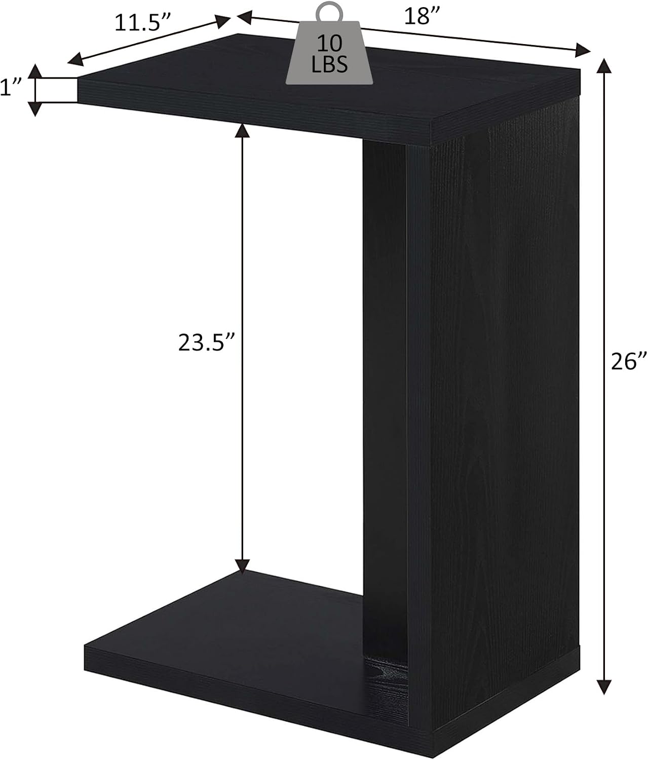 Convenience Concepts Northfield Admiral C Shaped End Table 18" - Contemporary Modern C Shaped Side Table