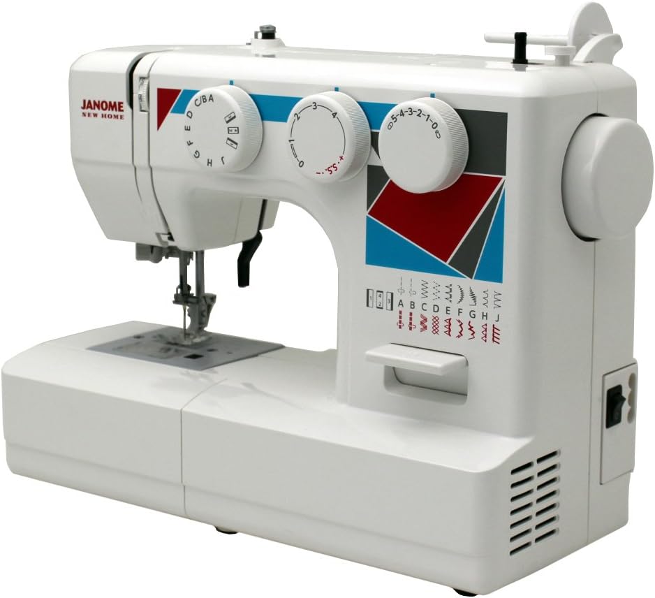 Janome MOD-19 Easy-to-Use Sewing Machine with 19 Stitches, Automatic Needle Threader and 5-Piece Feed Dogs,white