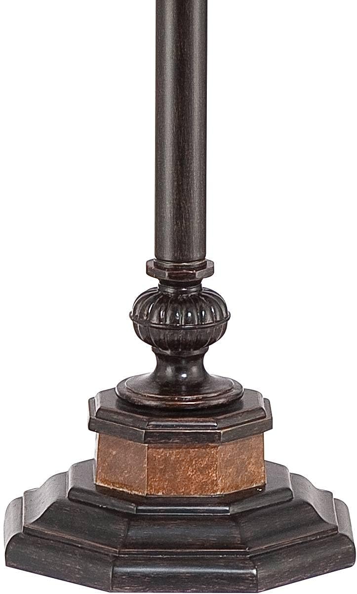 Sonnett 63 1/2" Tall Traditional Twin Pull Chain Floor Lamp Living Room | Industrial Vintage Standing Bronze Metal Faux Marble Ivory Linen Bell