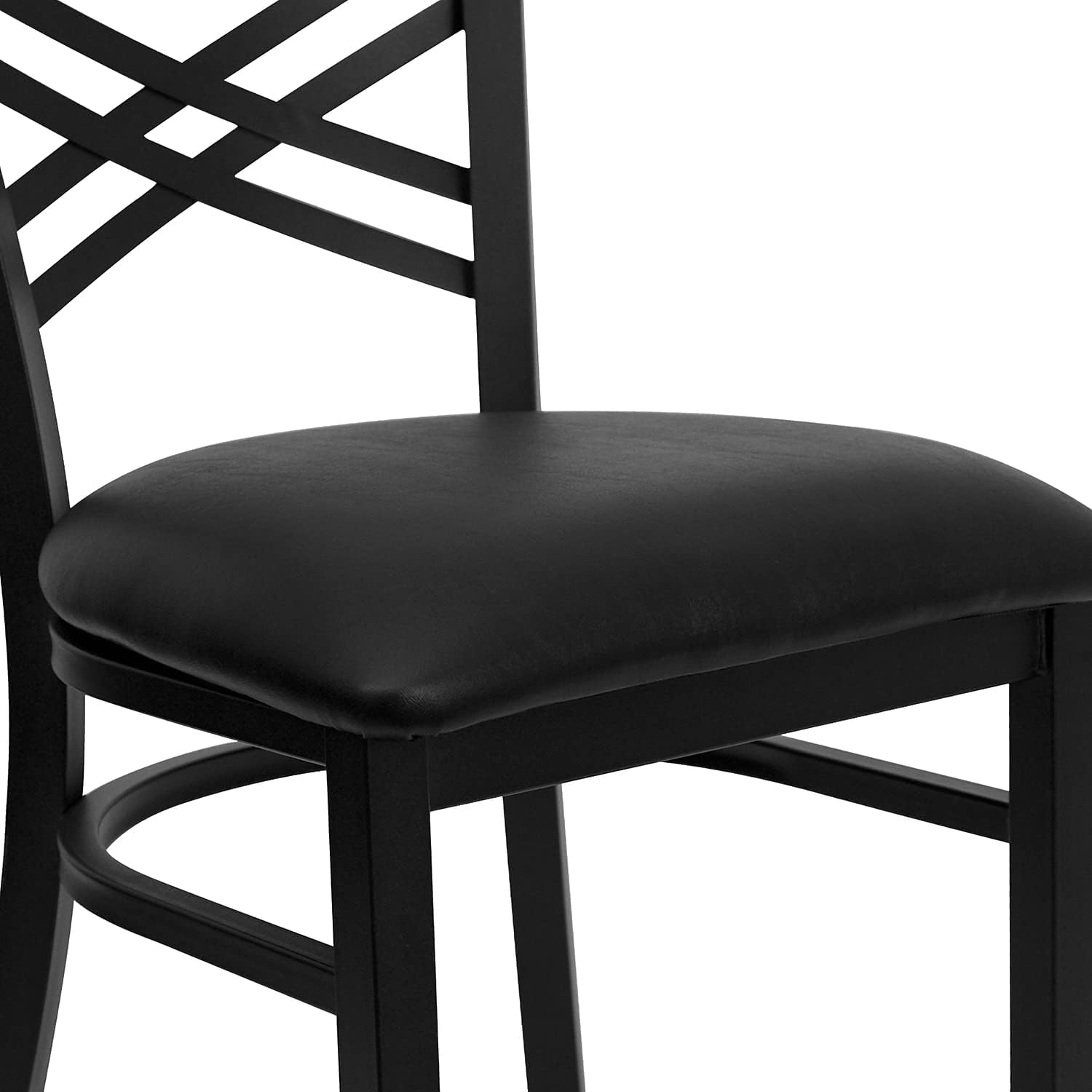 Flash Furniture Hercules Series "X" Back Metal Restaurant Chairs, Modern Upholstered Armless Dining Chairs for Restaurants/Kitchens, Set of 2, Black